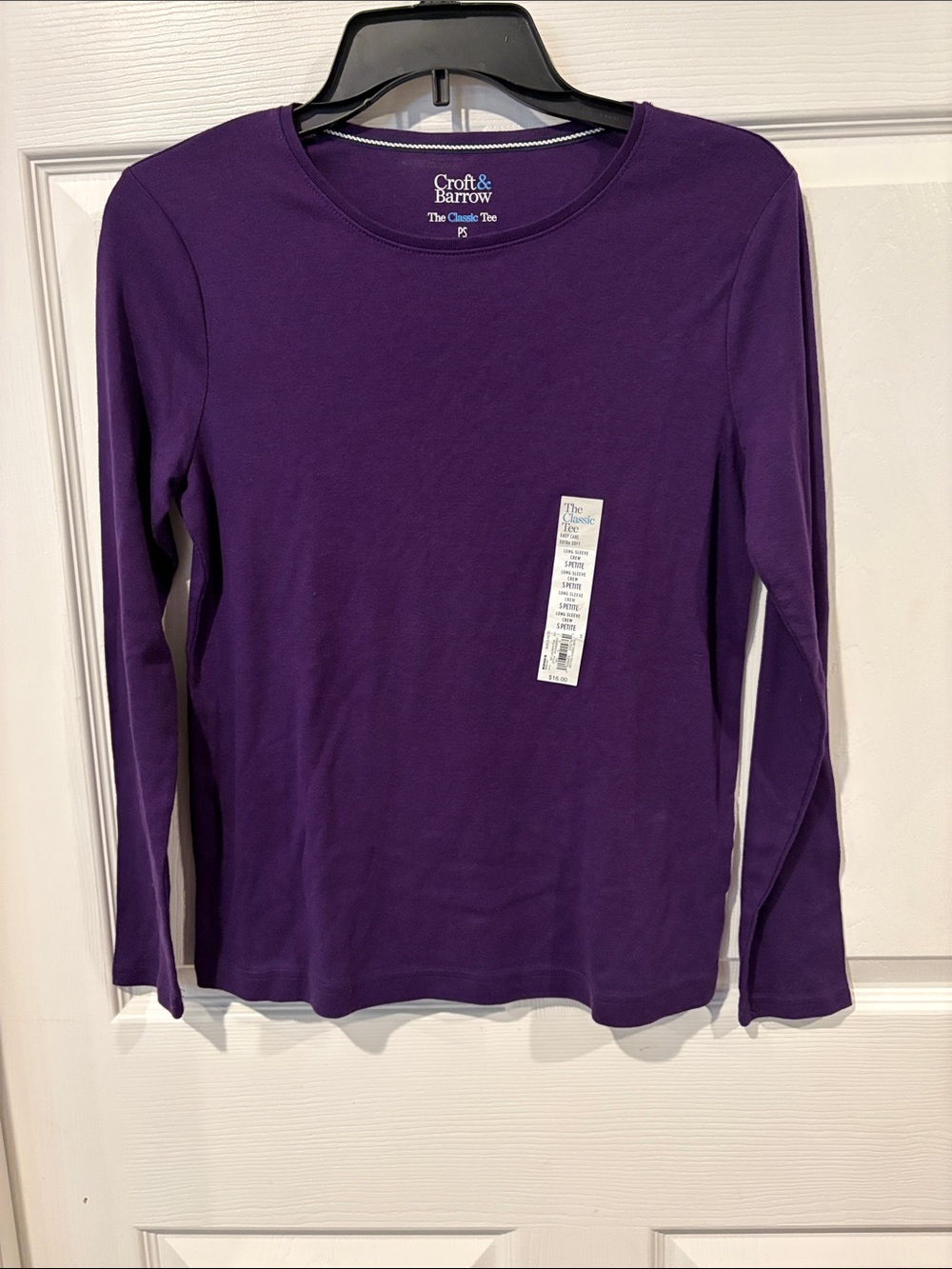 Croft & Barrow Deep Purple Long Sleeve Crew Tee